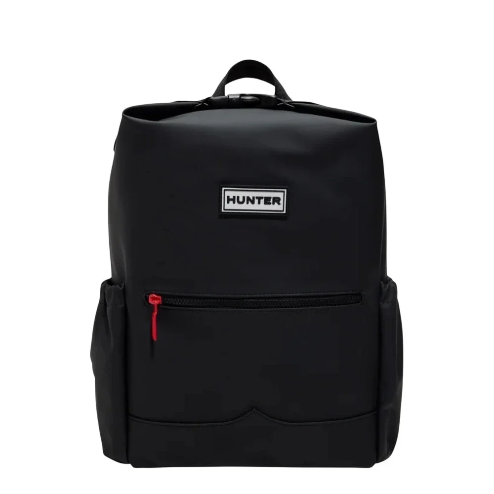 Hunter Top Clip Backpack Black Water Resistant Rubberized Logo‎ UBB1204KBM